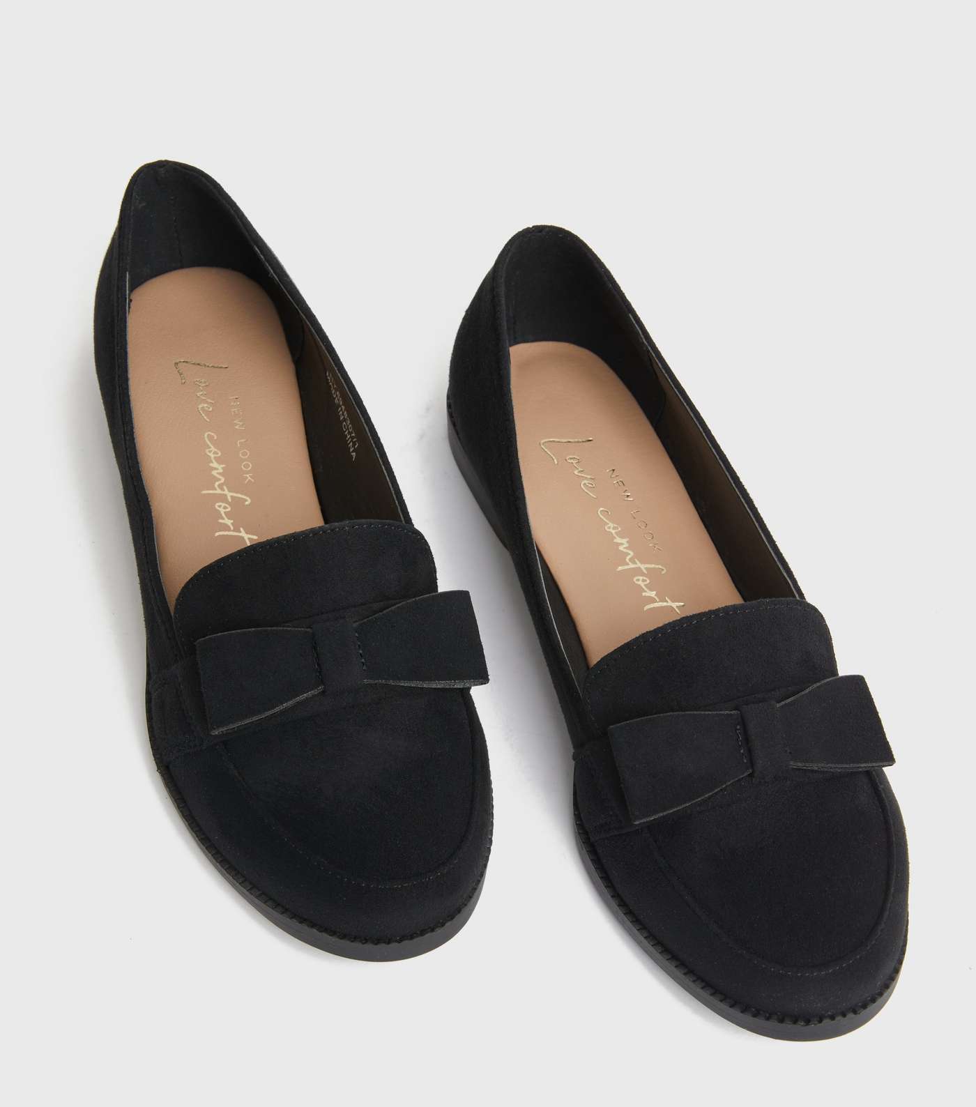 Girls Black Suedette Bow Loafers Image 3
