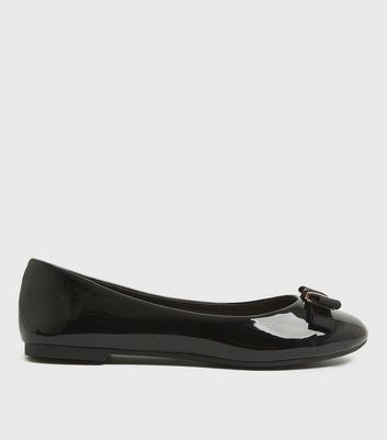 ladies black patent ballet pumps