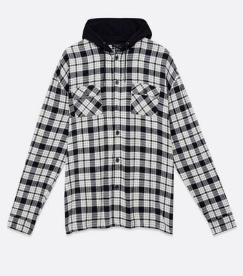 Gingham hooded sales shirt