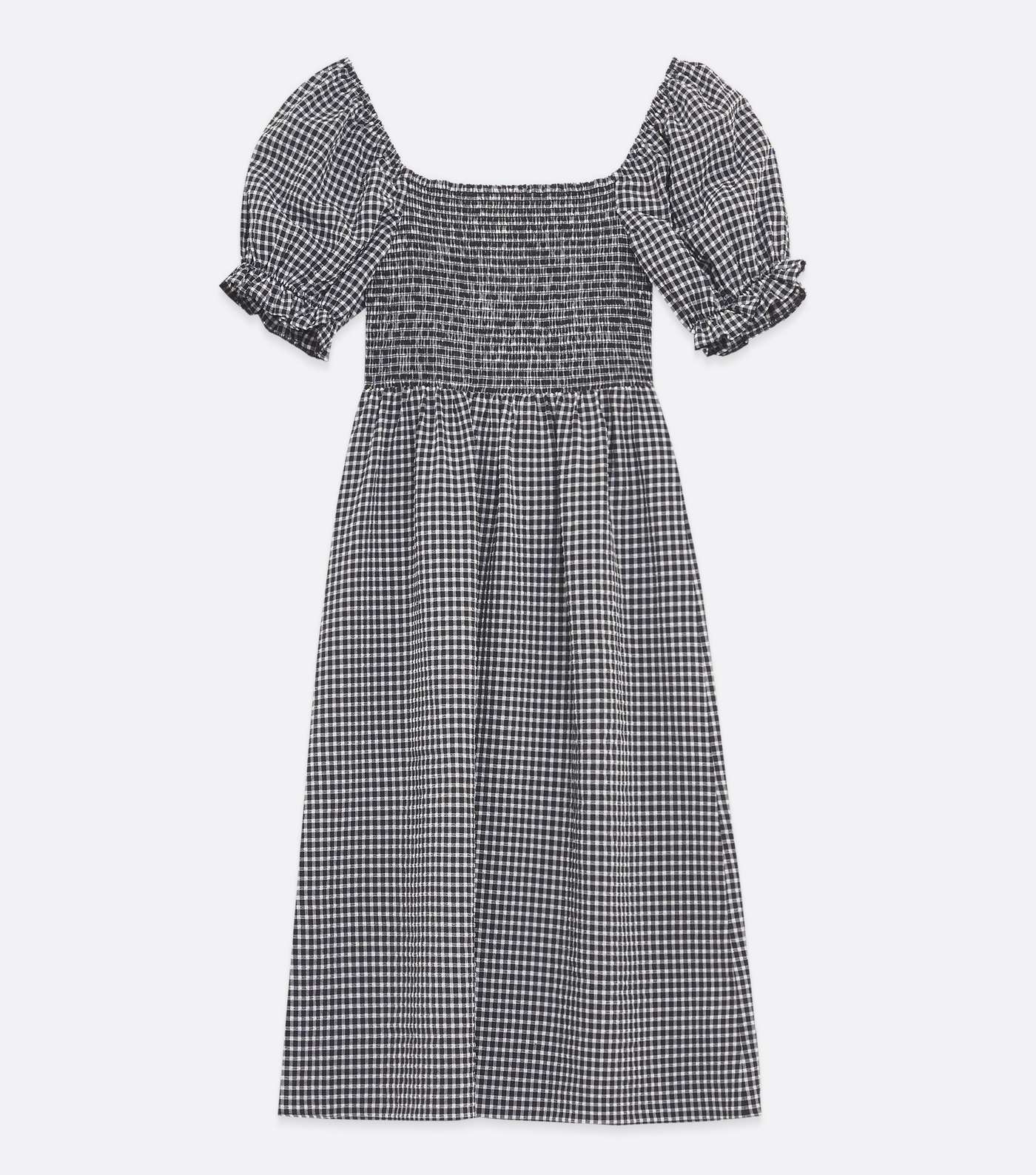 Petite Black Gingham Square Neck Midi Dress Image 5