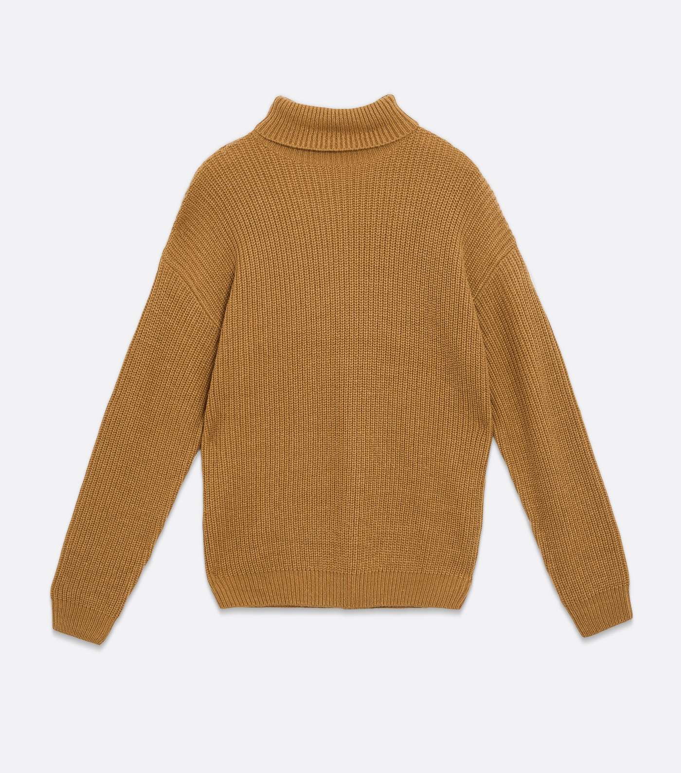Camel Ribbed Relaxed Roll Neck Jumper Image 5