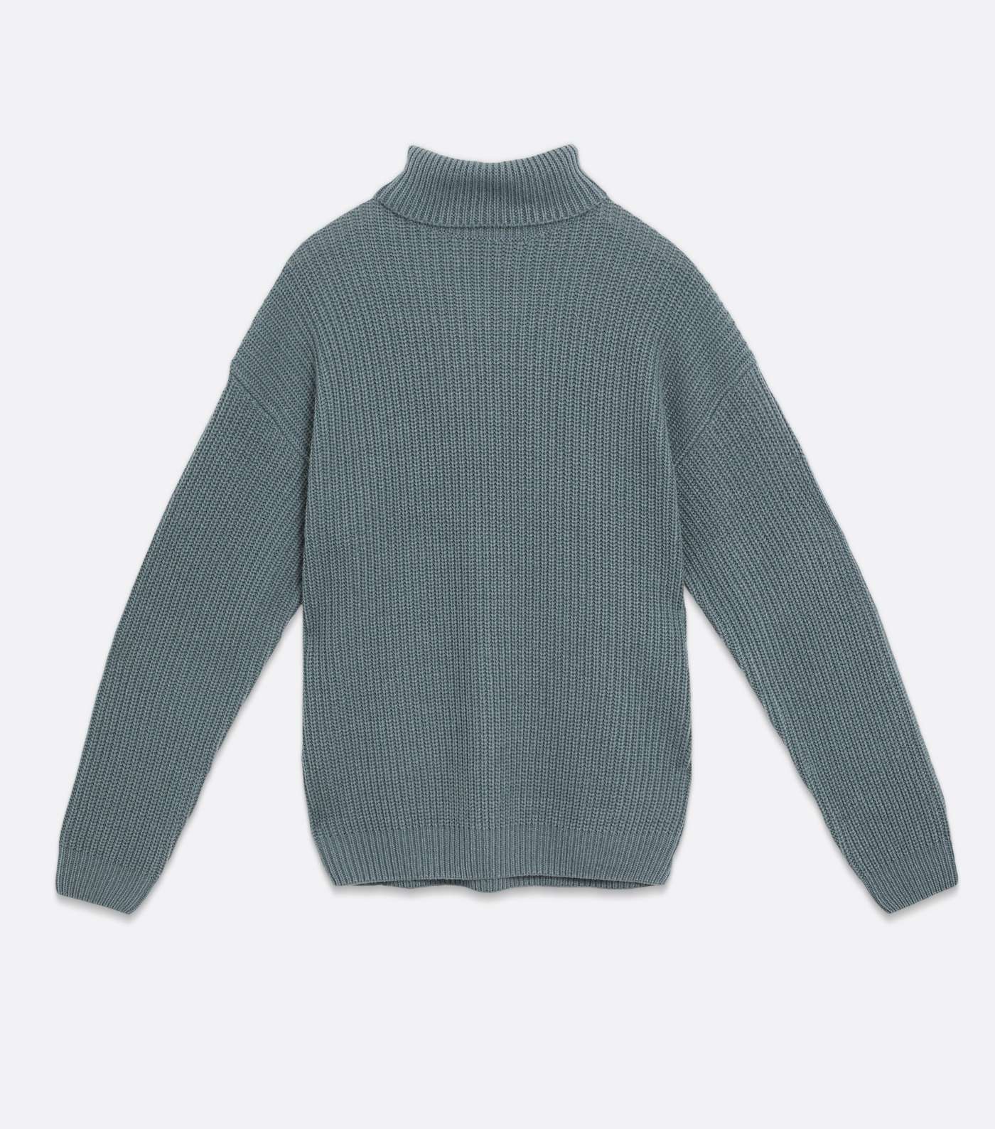 Blue Ribbed Relaxed Roll Neck Jumper Image 5