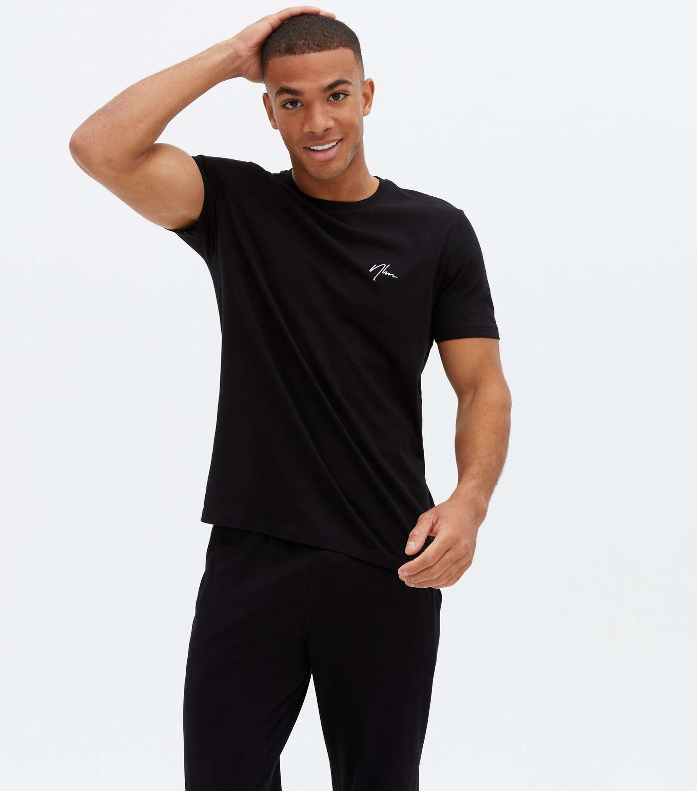 Black NLM Embroidered T-Shirt and Jogger Lounge Set