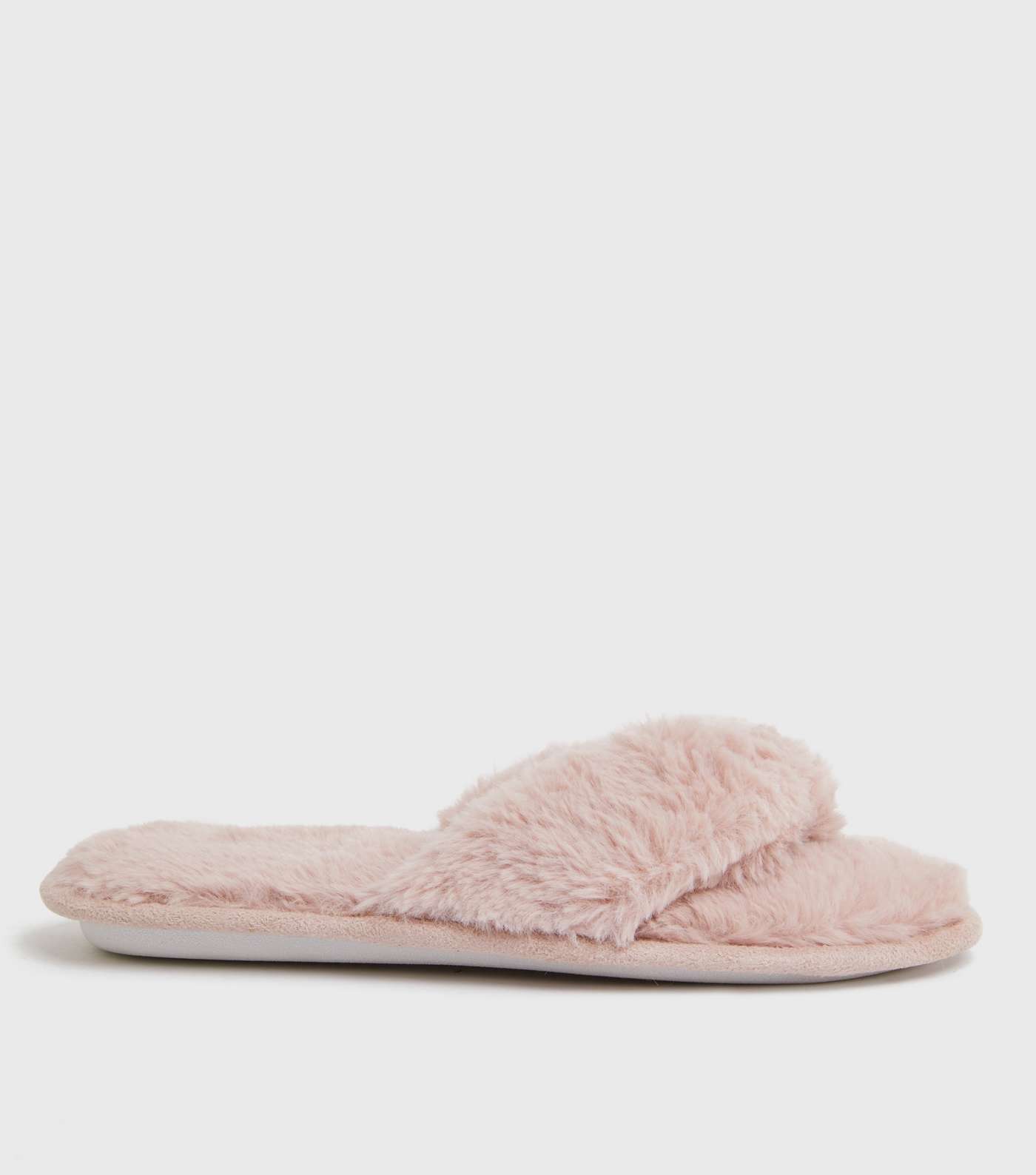 Pink Faux Fur Flip Flop Slippers Image 2