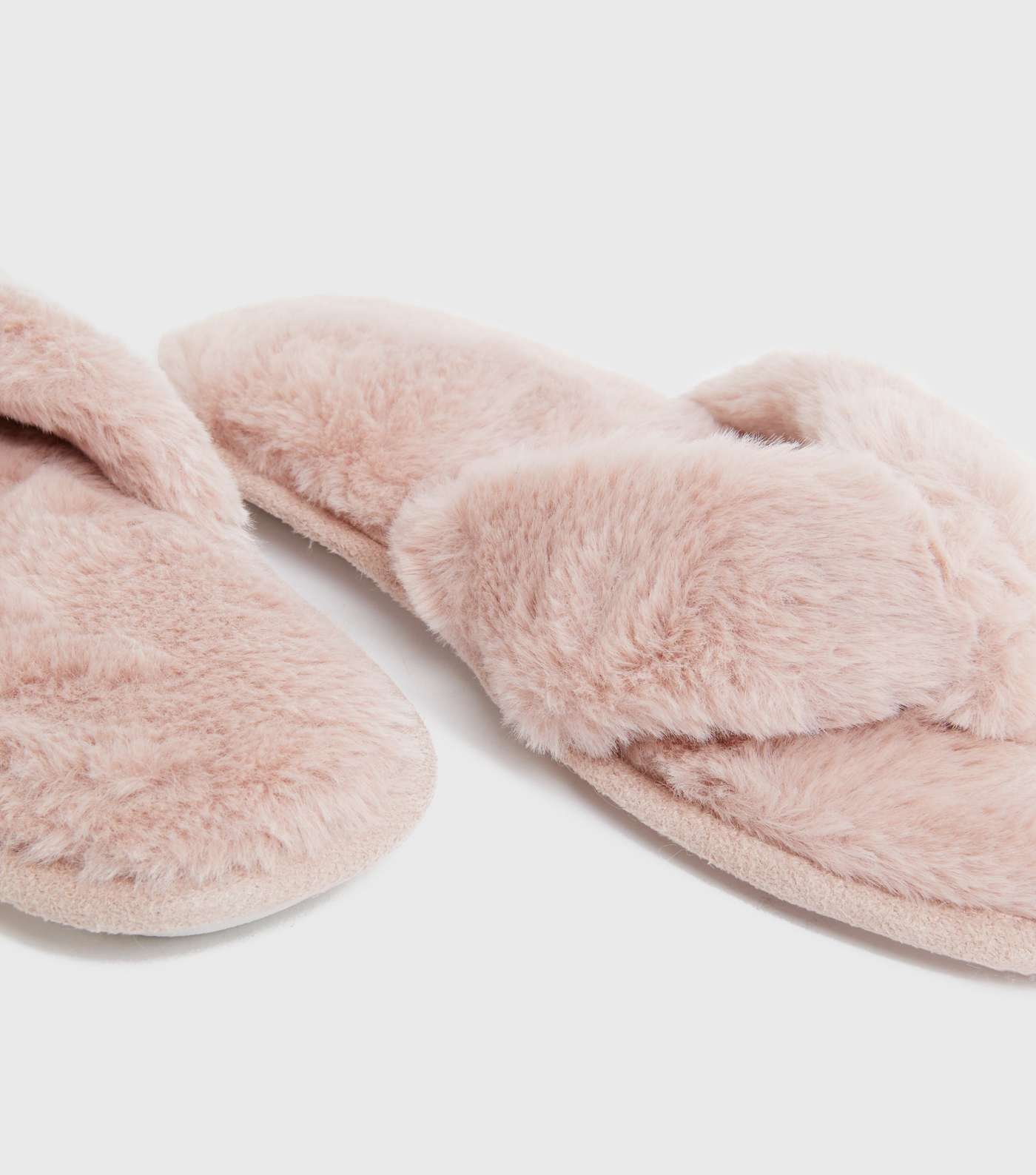 Pink Faux Fur Flip Flop Slippers Image 4