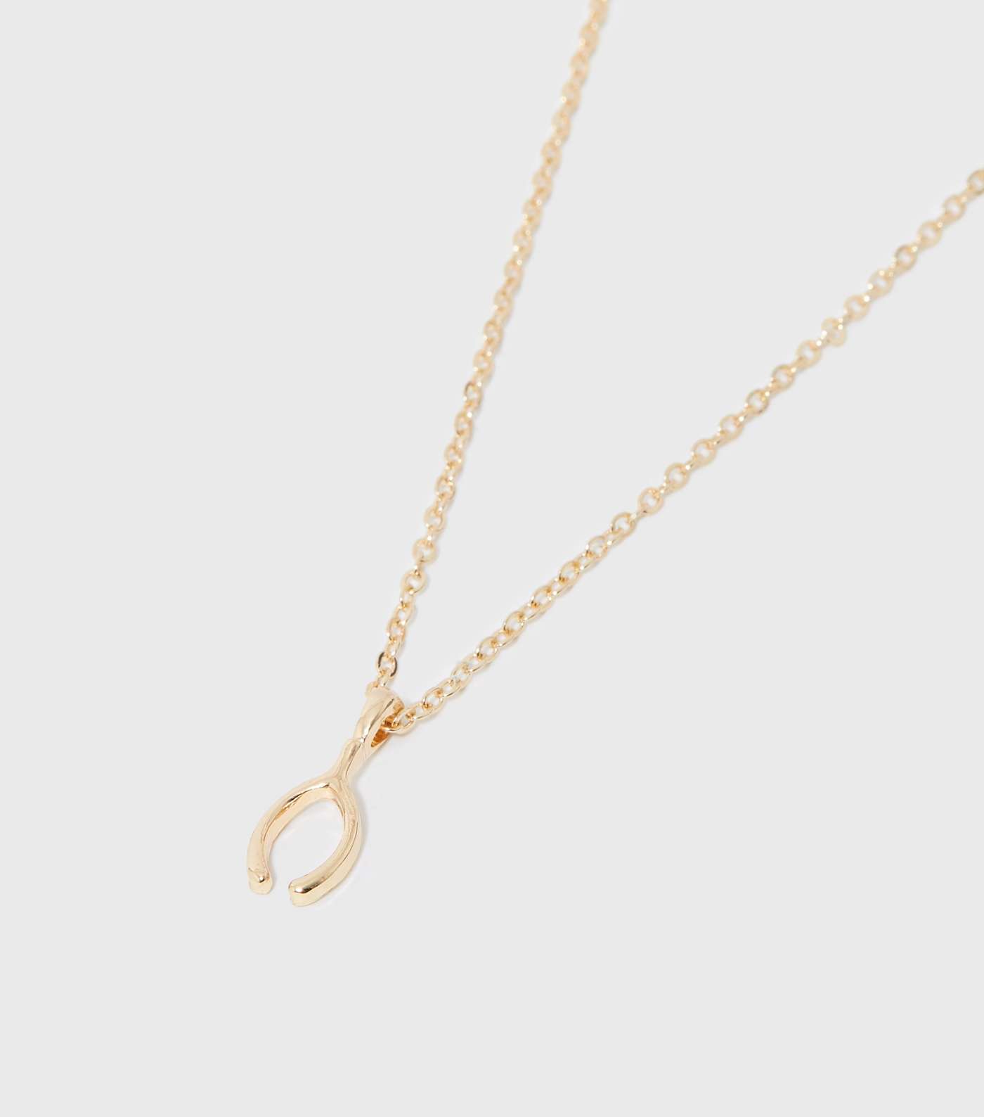 Gold Wishbone Pendant Necklace Image 3
