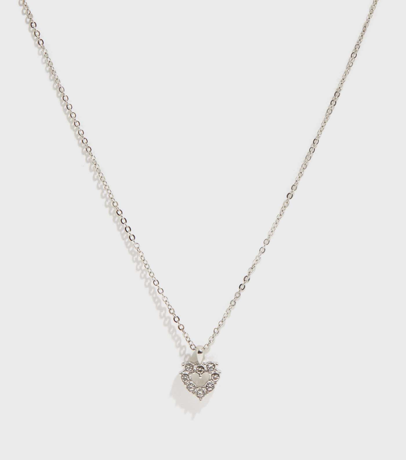 Silver Diamanté Heart Pendant Necklace