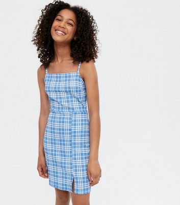 Blue and outlet white checkered dress