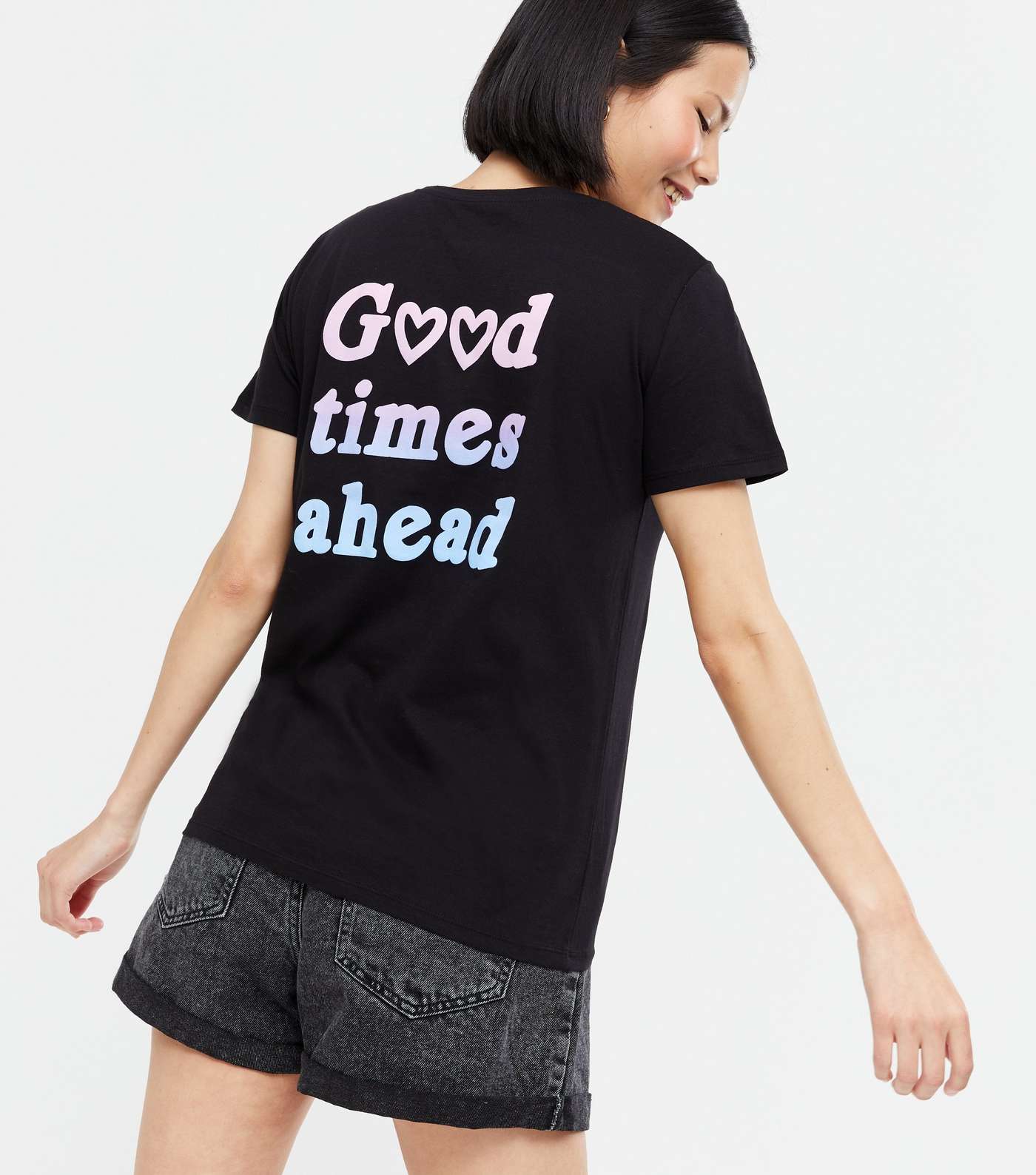 Black Good Times Ahead Logo T-Shirt Image 4