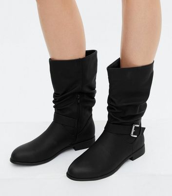 Mid calf shop boots with buckles