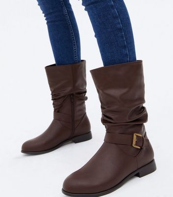 Ladies flat sale calf length boots