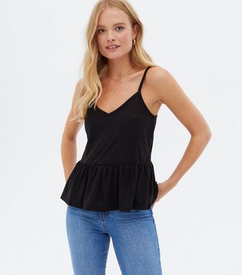 black peplum cami