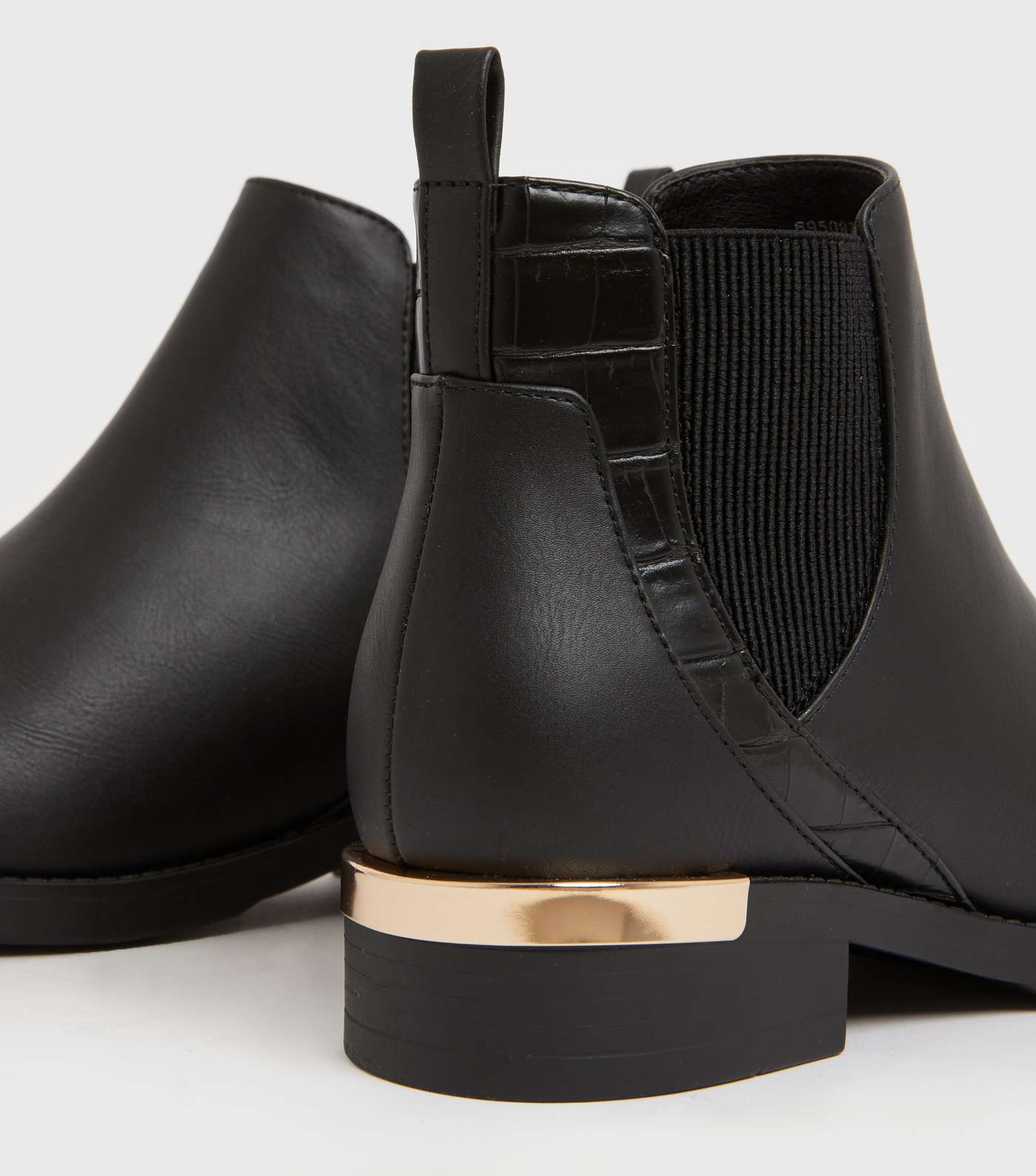 Extra Wide Fit Black Metal Trim Chelsea Boots Image 4
