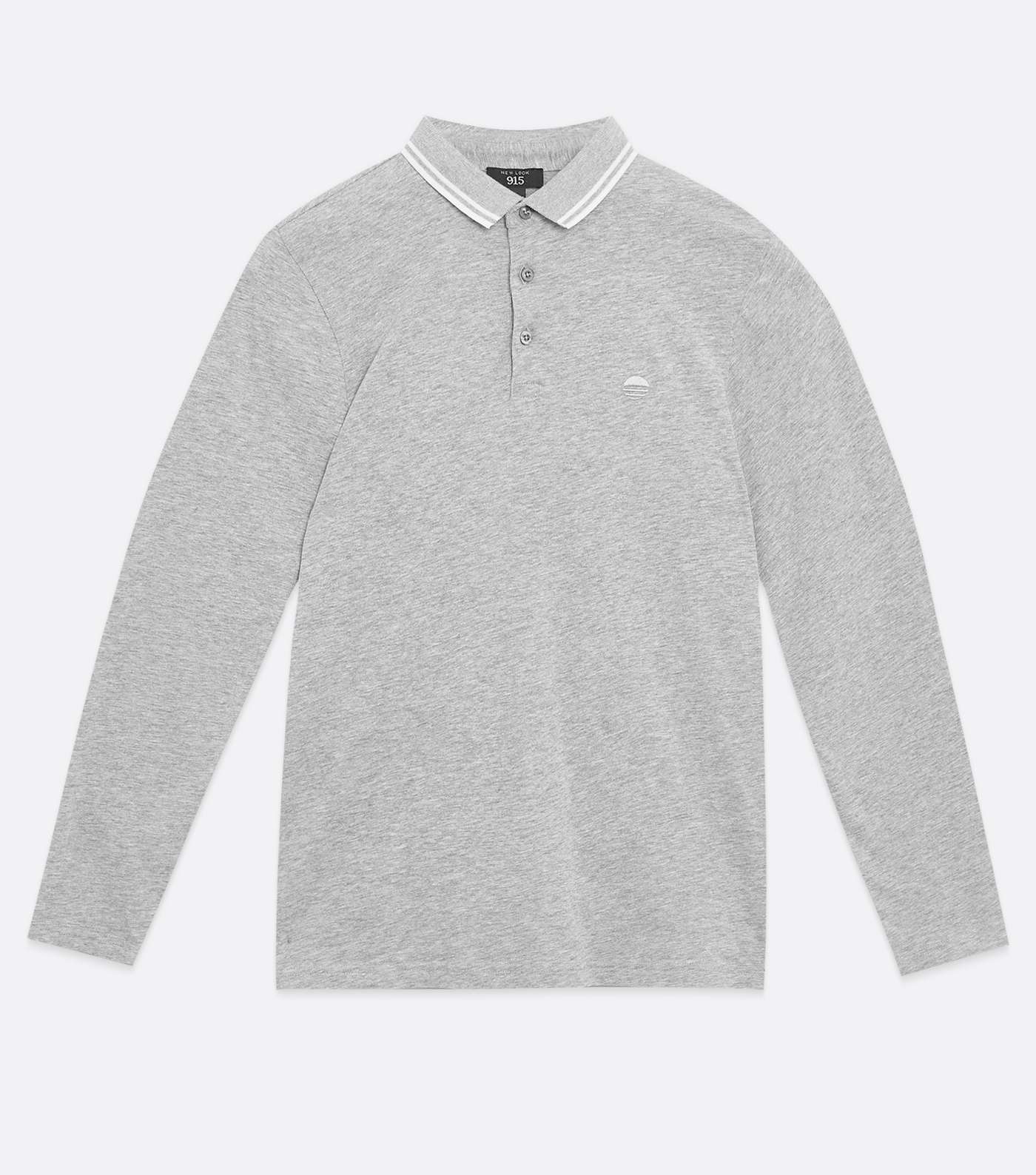 Boys Grey Embroidered Long Sleeve Polo Shirt Image 5