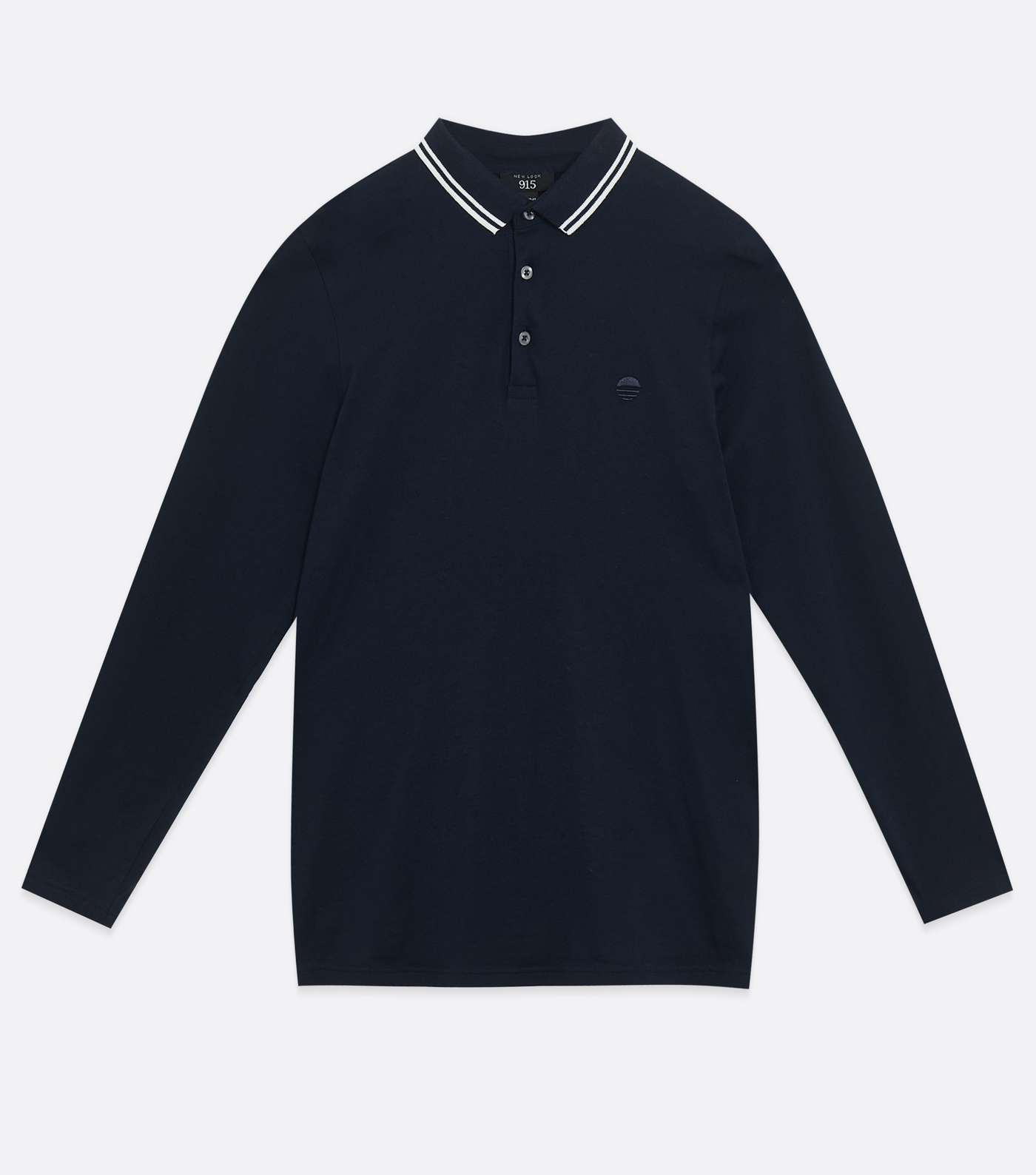 Boys Navy Embroidered Long Sleeve Polo Shirt Image 5