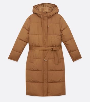 tan long puffer jacket