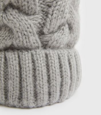 grey cable knit bobble hat