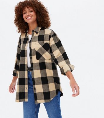 Light Brown Check Overshirt | New Look