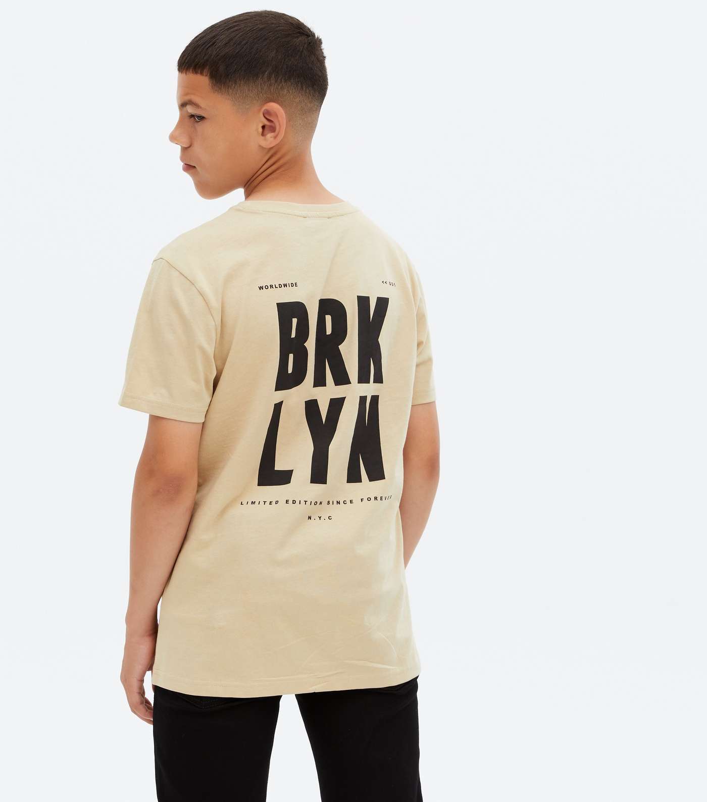 Boys Stone BRKLYN Front and Back Logo T-Shirt