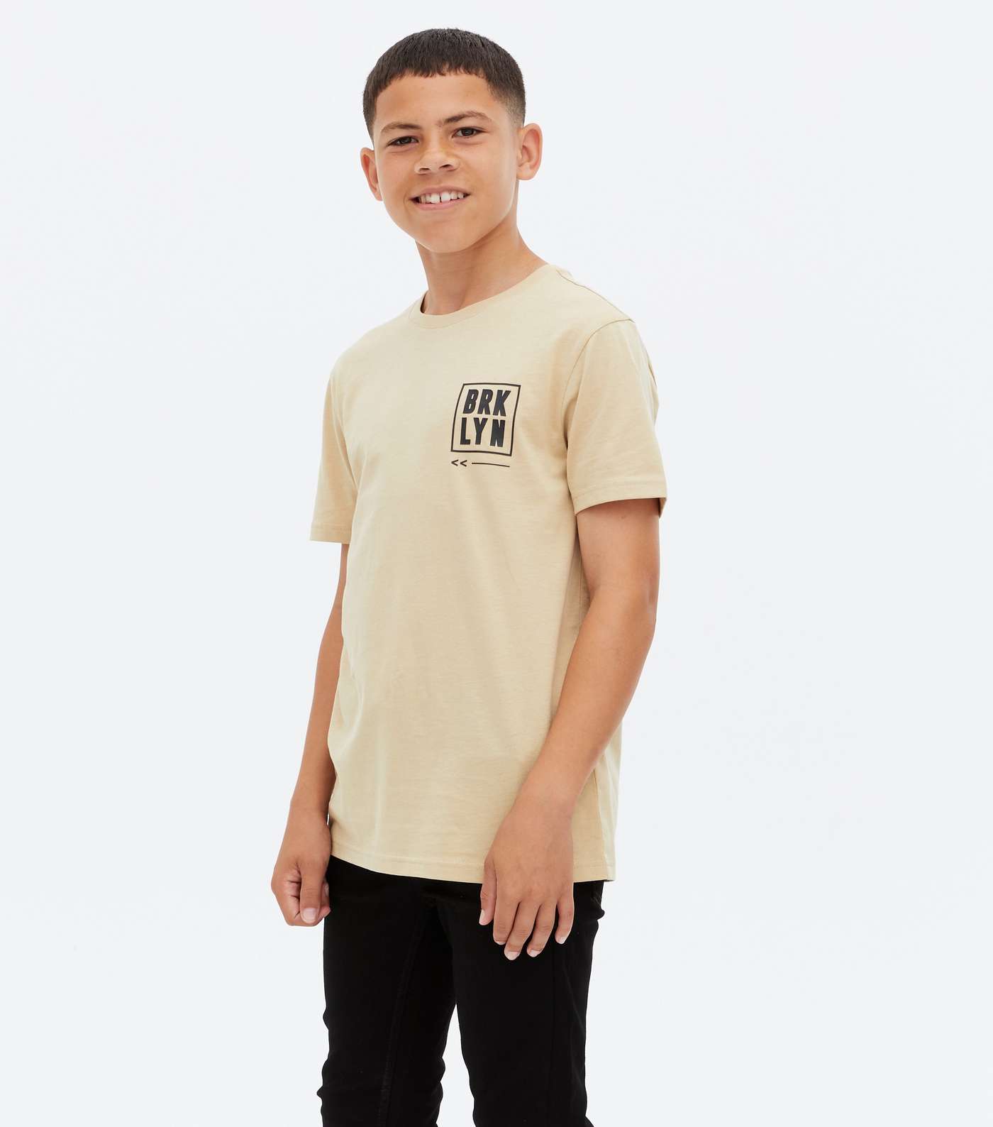 Boys Stone BRKLYN Front and Back Logo T-Shirt Image 3