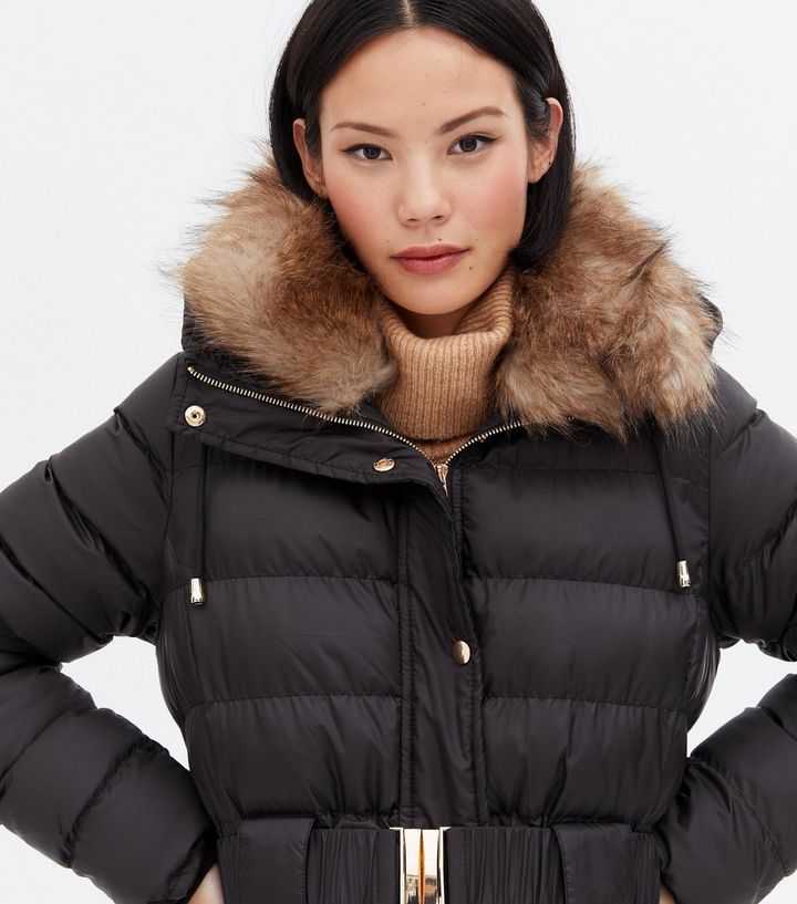 Blue Vanilla Black Faux Fur Hooded Puffer Jacket New Look Blue Vanilla Black Faux Fur Hooded, Blue Vanilla Black Faux Fur Hooded Puffer Coat