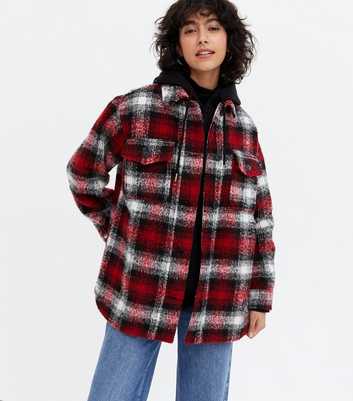 Red Check Brushed Shacket