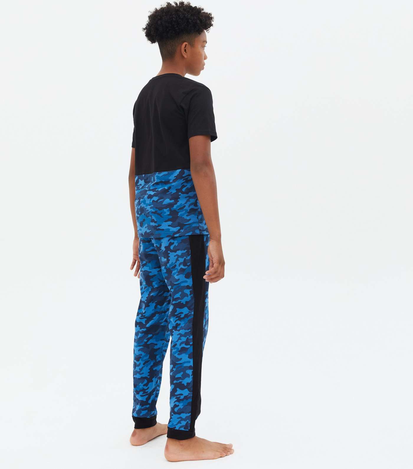 Boys Blue Camo Totally Chilled Logo Jogger Pyjama Set Image 4