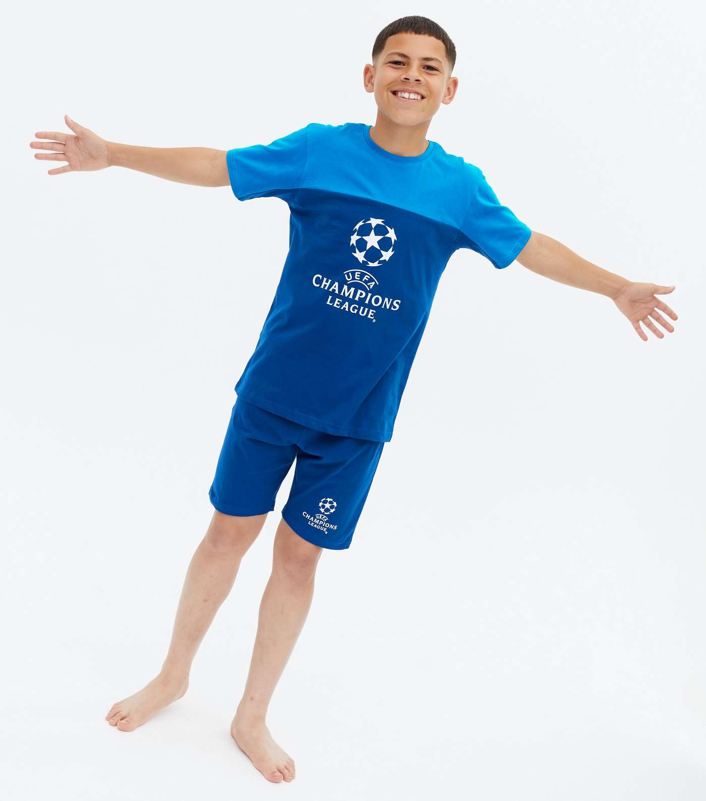 Boys Navy Champions League Logo Short Pyjama Set