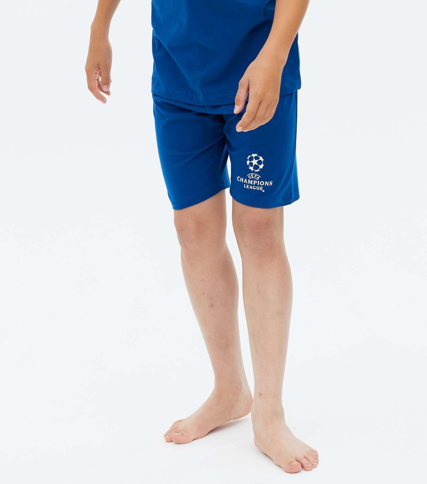 Boys Navy Champions League Logo Short Pyjama Set Image 3