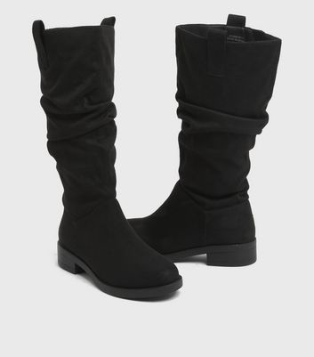 shop for Wide Fit Black Suedette Slouch Calf Boots New Look Vegan at Shopo