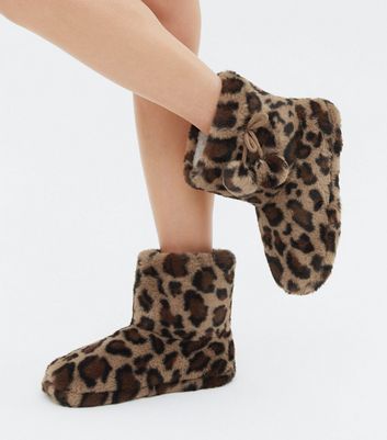 leopard slipper boots