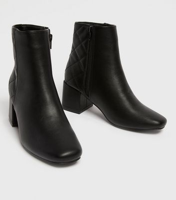Click to view product details and reviews for Black Quilted Block Heel Ankle Boots New Look Vegan.