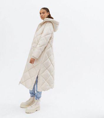 quilted mid length coat