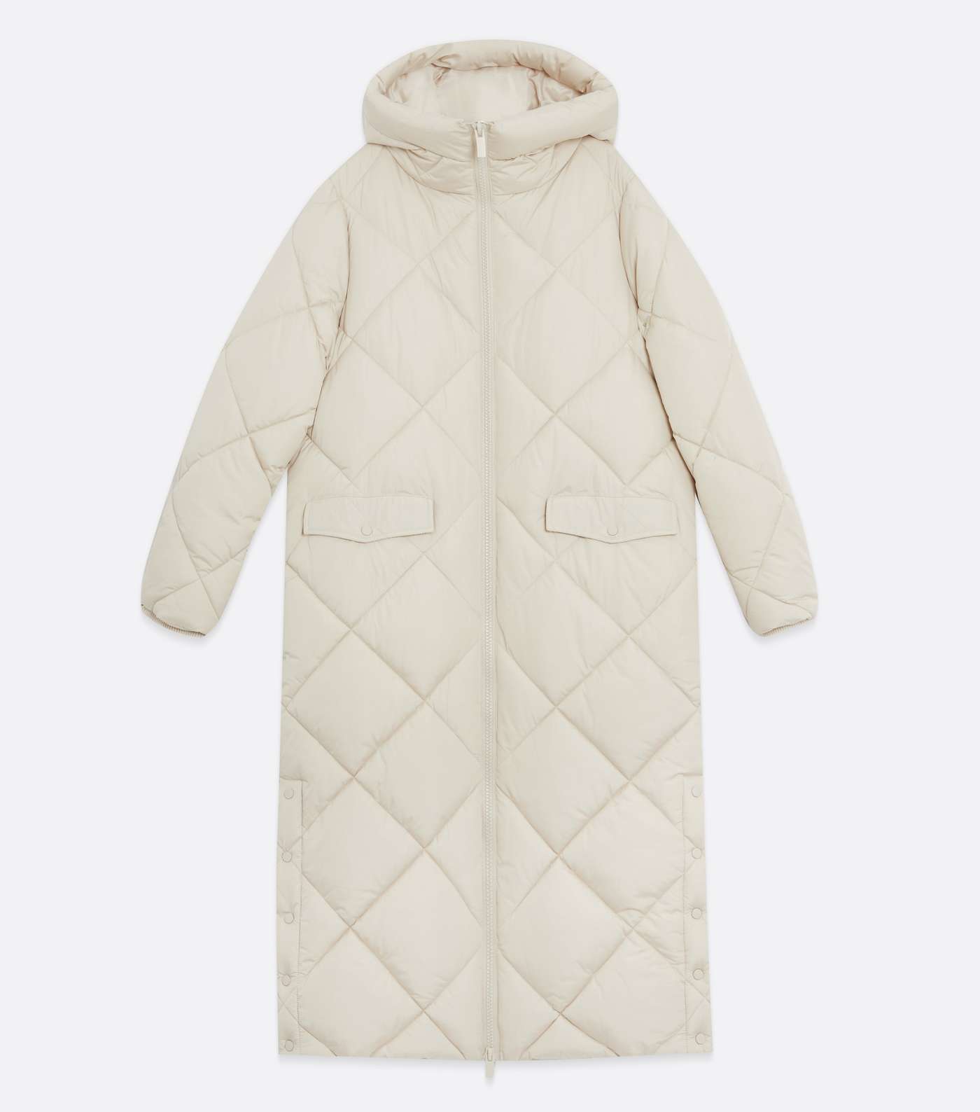 Stone Quilted Long Puffer Coat Image 5