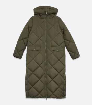 Khaki Quilted Long Puffer Coat | New Look