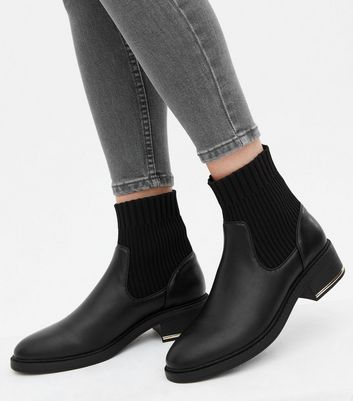 black knit ankle boots