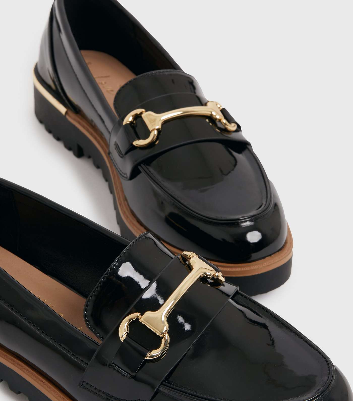 Black Patent Metal Trim Chunky Loafers Image 3