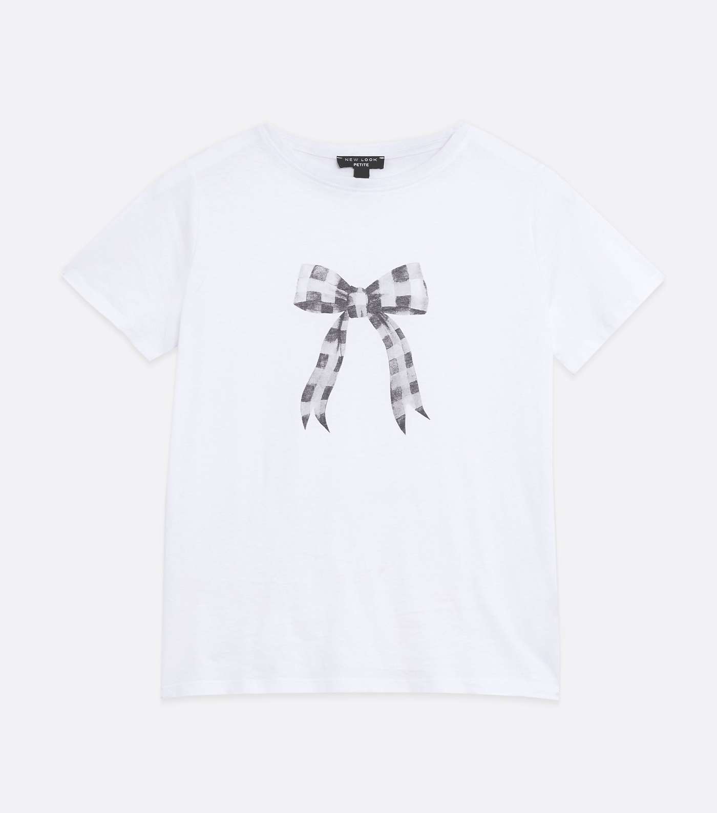 Petite White Gingham Bow Print T-Shirt Image 5