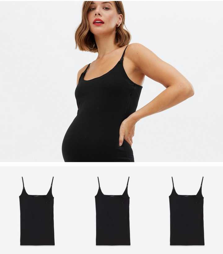 Maternity 3 Pack Black Nursing Camis