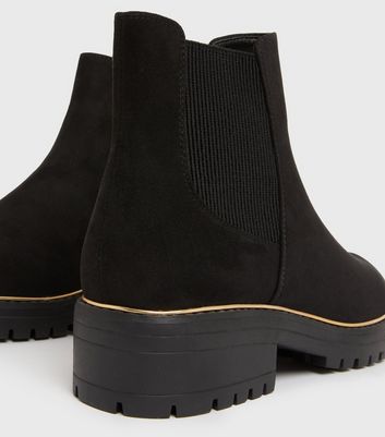 wide fit black suedette metal trim chelsea boots