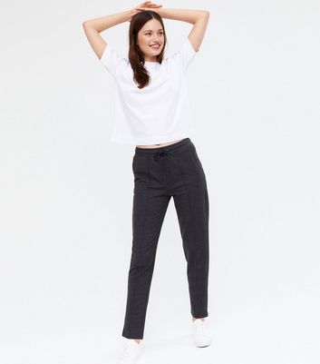 Dark Grey Ponte Pintuck Trousers | New Look