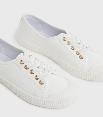 Click to view product details and reviews for White Faux Croc Lace Up Trainers New Look Vegan. Click to view product details and reviews for White Faux Croc Lace Up Trainers New Look Vegan.