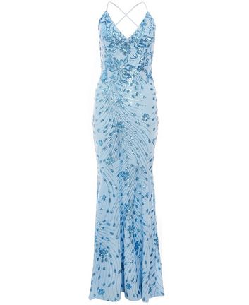 Sequin cross back fishtail maxi clearance dress