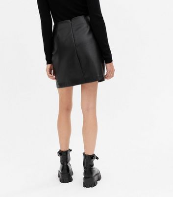 Click to view product details and reviews for Black Leather Look Split Hem Mini Skirt New Look.