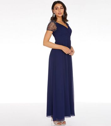 quiz navy wrap maxi dress