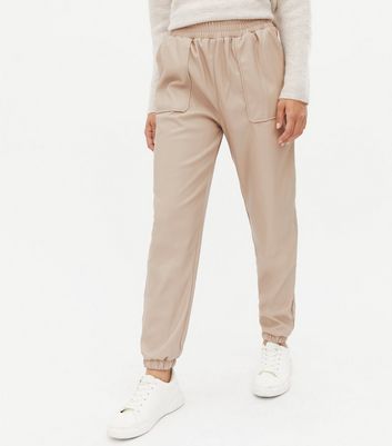 new look leather look joggers