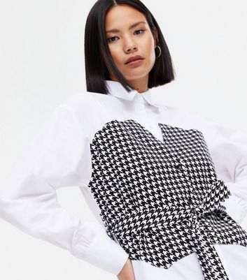 White Dogtooth 2 in 1 Corset Shirt 
