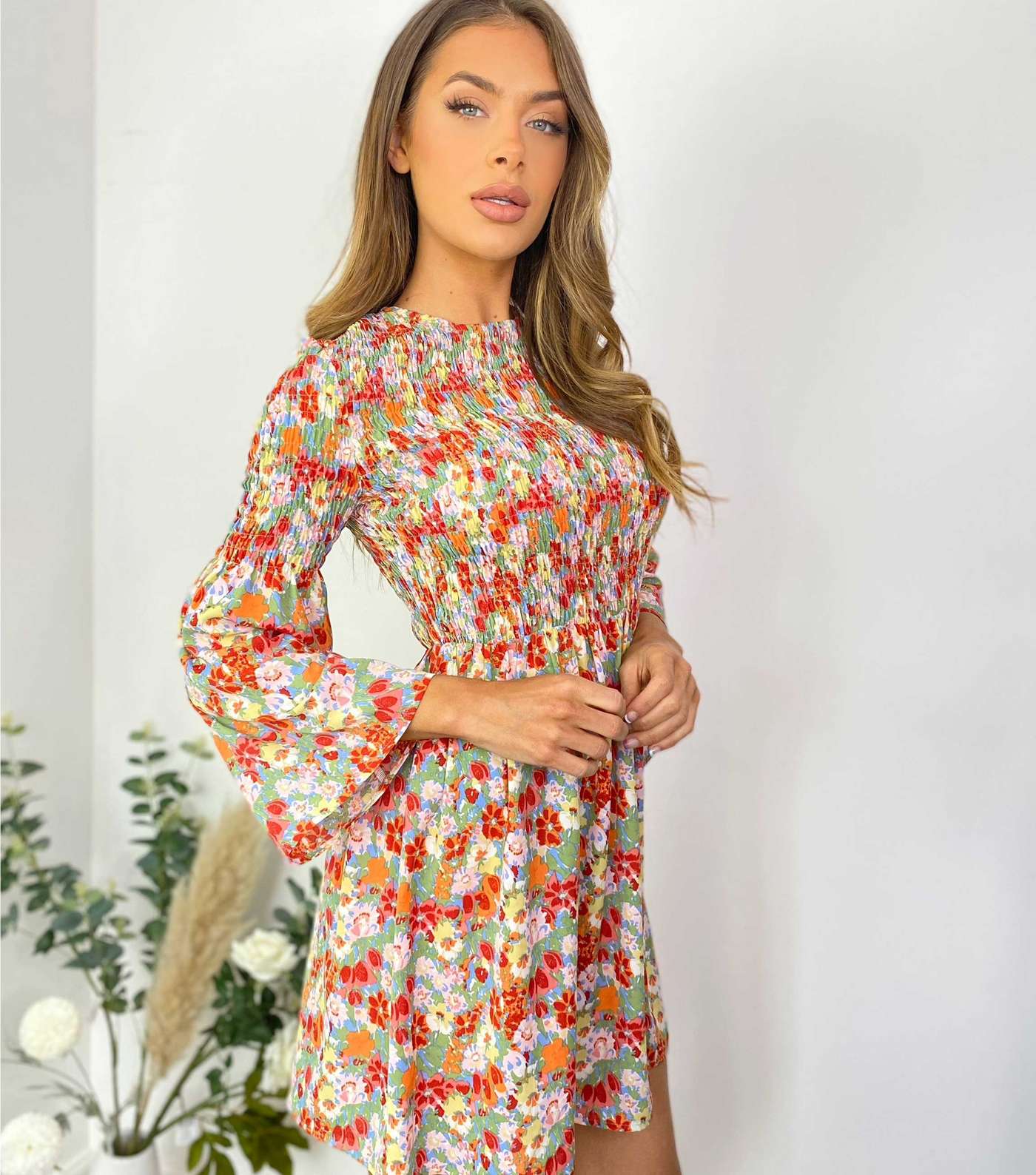 Urban Bliss Multicoloured Floral Shirred Dress Image 2