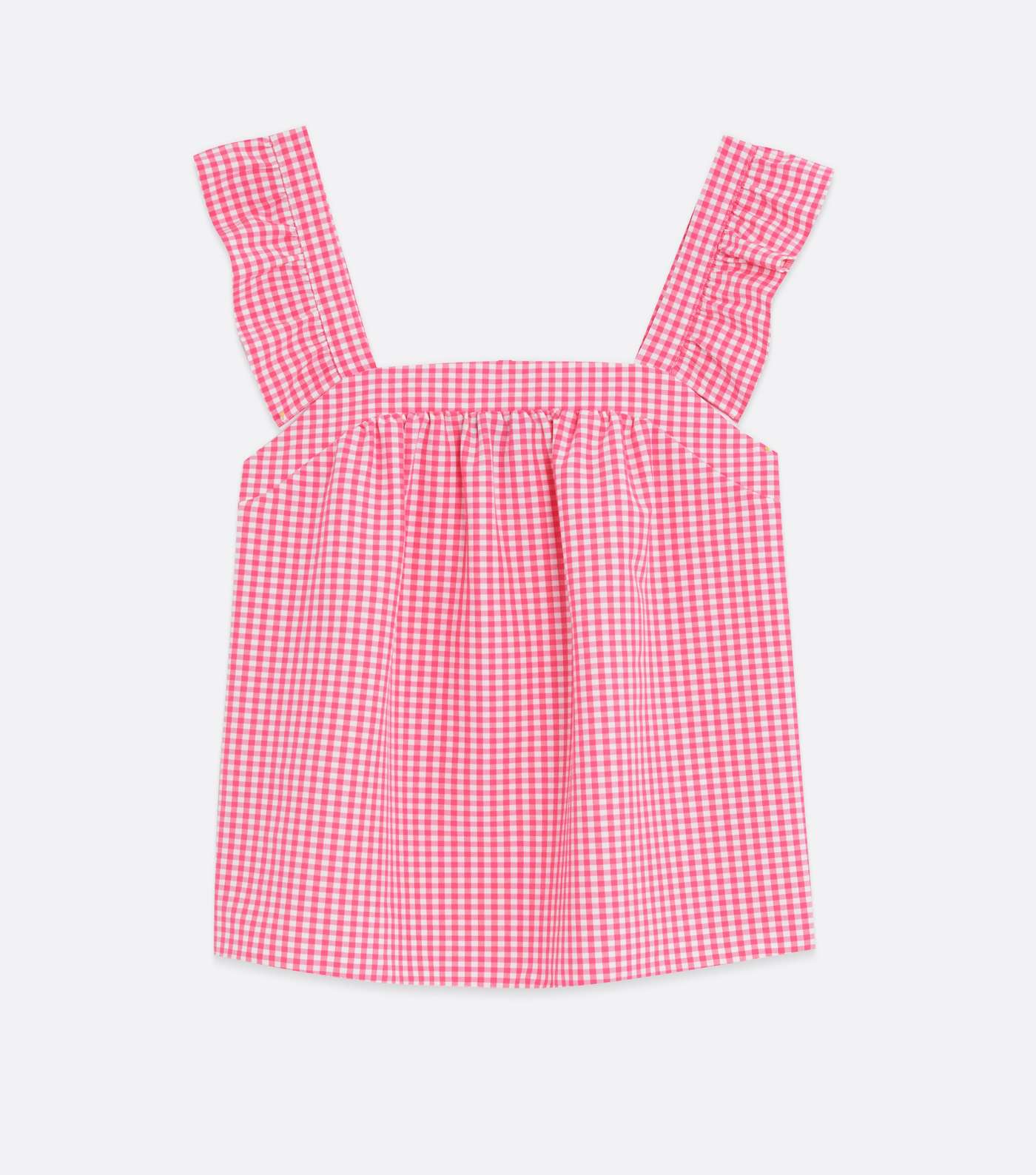 Pink Gingham Frill Square Neck Top Image 5