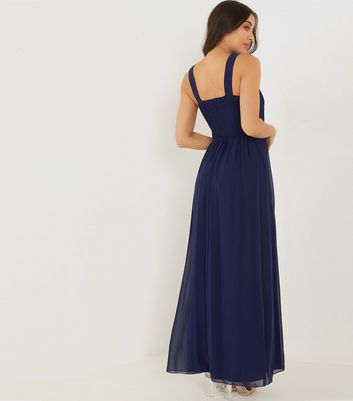 quiz navy embellished dress